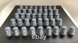 Full set of 41 wedgwood blue jasperware kings and queens of England thimbles