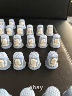 Full set of 41 wedgwood blue jasperware kings and queens of England thimbles
