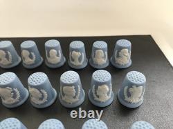 Full set of 41 wedgwood blue jasperware kings and queens of England thimbles