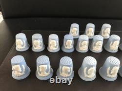 Full set of 41 wedgwood blue jasperware kings and queens of England thimbles