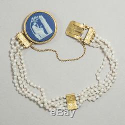 Gedenke mein, antikes Wedgwood Perlen Gold Armband Schweden 1818 / Jasper Ware