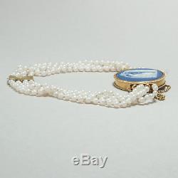 Gedenke mein, antikes Wedgwood Perlen Gold Armband Schweden 1818 / Jasper Ware