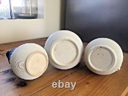 Graduated Set Of Cobalt Jasperware Ribbed Lion Pewter Water Jugs Dudson Wedgwood