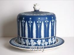 HUGE Wedgwood Style Blue Jasperware Domed Cheese Stand, Adams c. 1870, refjsw