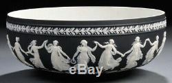 Incredible Rare Antique Black Jasperware Wedgwood Dancing Hours Bowl