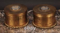 Jasperware Brass Container Pair Ormolu Wedgwood Jasperware Pair