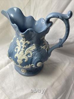 Jasperware Jug Wedgwood Style / Vintage Antique Ornate Pearlware