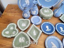 Joblot 52 Pc Wedgwood Jasperware Boxes Plates Bell Clock Trays Vases Collection