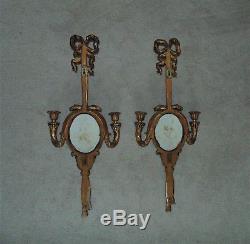 LARGE Pair Antique Victorian Wedgwood Jasperware Candle Wall Sconces