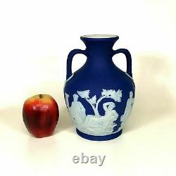 Large 19th Century Wedgwood Dark Blue Jasperware 8.25 Portland Vase