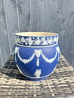 Large Antique 19th C Wedgwood Cobalt Blue Jasperware Jardiniere Plant Pot Af