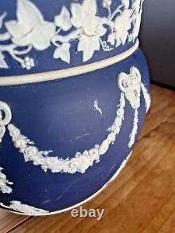 Large Antique 19th C Wedgwood Cobalt Blue Jasperware Jardiniere Plant Pot Af