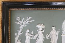 Large Antique Wedgwood Green Jasperware Offering Peace Framed Plaque (c. 1800)