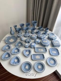 Large Collection of Vintage Wedgwood Blue Jasperware