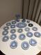 Large Collection Of Vintage Wedgwood Blue Jasperware