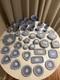 Large Collection Of Vintage Wedgwood Blue Jasperware