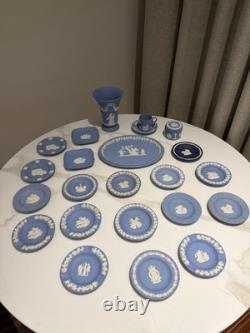 Large Collection of Vintage Wedgwood Blue Jasperware
