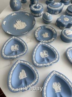 Large Collection of Vintage Wedgwood Blue Jasperware