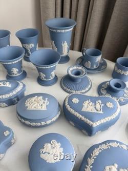 Large Collection of Vintage Wedgwood Blue Jasperware