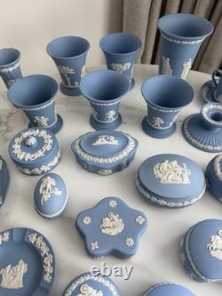 Large Collection of Vintage Wedgwood Blue Jasperware