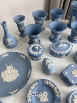 Large Collection of Vintage Wedgwood Blue Jasperware