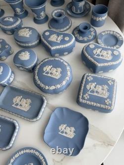 Large Collection of Vintage Wedgwood Blue Jasperware