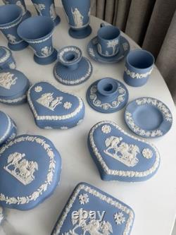 Large Collection of Vintage Wedgwood Blue Jasperware