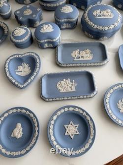 Large Collection of Vintage Wedgwood Blue Jasperware