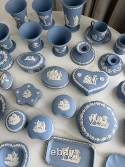 Large Collection of Vintage Wedgwood Blue Jasperware