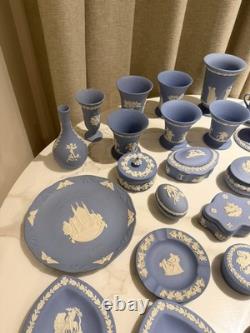 Large Collection of Vintage Wedgwood Blue Jasperware