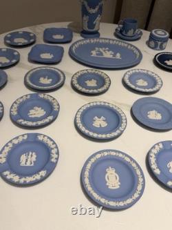 Large Collection of Vintage Wedgwood Blue Jasperware