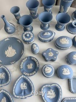 Large Collection of Vintage Wedgwood Blue Jasperware