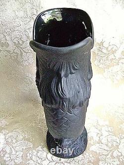 Large Rare Wedgwood Black Jasper Ware Gurgle Fish Dolphin Vase