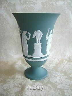 Large Rare Wedgwood Teal Jasper Ware 7 1/2 Pedestal Vase