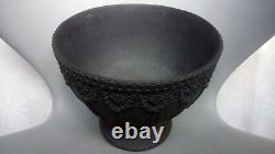 Large Victorian Wedgwood Black Basalt Jasperware Footed / Pedestal Bowl
