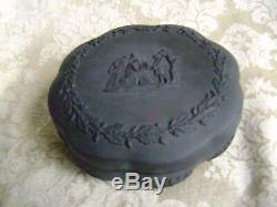 Large Vintage Wedgwood Black Basalt Jasperware Lidded Trinket Box