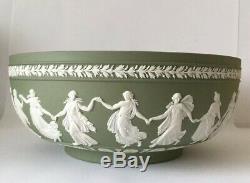 Large Vintage Wedgwood Solid Green Jasper Dancing Hours Bowl Dated 1956