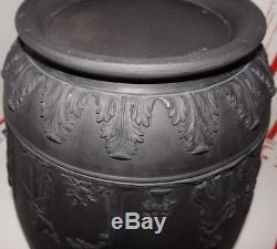 Large Wedgwood Basalt Cache Pot Black Jardiniere Planter Jasperware Flower