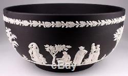 Large Wedgwood Black Basalt White Jasperware Greek Mythology Figures Bowl