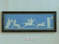 Large Wedgwood Blue Jasperware Plaque 1890 Framed Achilles Delivered Chiron Cent