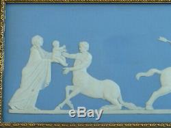Large Wedgwood Blue Jasperware Plaque 1890 Framed Achilles Delivered Chiron Cent