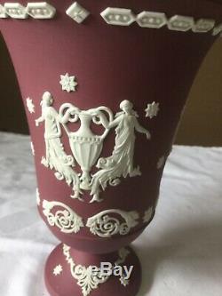 Large Wedgwood Crimson Wine Jasper Ware Arcadian Vase 7.5 high