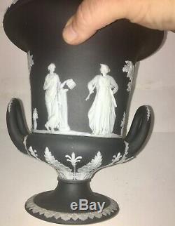 Large Wedgwood Jasperware Lidded Urn Vase Black Basalt Jasper Ware