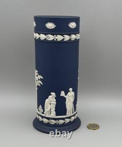 Large Wedgwood Portland Blue Jasperware Spill Vase Classical Greco Roman Figures