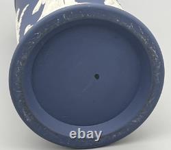 Large Wedgwood Portland Blue Jasperware Spill Vase Classical Greco Roman Figures