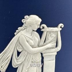 Large Wedgwood Portland Blue Jasperware Spill Vase Classical Greco Roman Figures