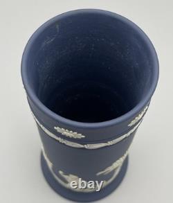 Large Wedgwood Portland Blue Jasperware Spill Vase Classical Greco Roman Figures