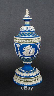Limited Ed Wedgwood Athena Tri-Color Diceware Jasperware Urn with Papers 131/200