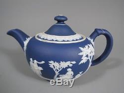 Lot 4 Wedgwood Jasperware Dip Cobalt Blue White Partial Tea Set ca. 19th c