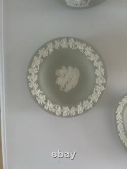 Lot of Wedgwood Green Jasperware Trinket Box, Vases, Heart Dish, Round Dish